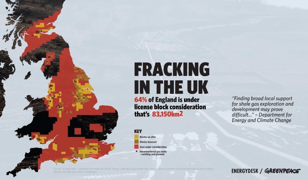Government - Fracking Map in the UK - courtesy of Greenpeace